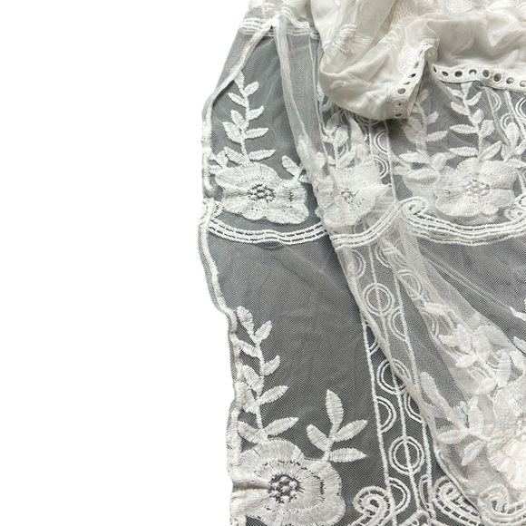 WHITE lace gorgeous white boho maxi dress size small long sleeve NWOT - Picture 12 of 13